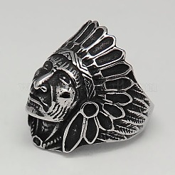 Персонализированные ретро-широкие кольца из нержавеющей стали 304 для мужчин RJEW-F006-125