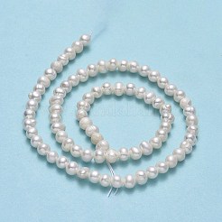 天然養殖淡水パールビーズ連売り  ポテト  ベージュ  4~5x4~5.5x4.5~5mm  穴：0.5~0.7mm  約76~81個/連  13.70~14.17インチ（34.8~36cm）&nbsp;PEAR-F018-13A-01