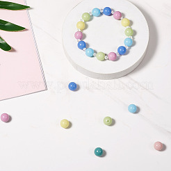 128 шт. 8-х цветные синтетические светящиеся круглые бусины из камня G-KS0001-15