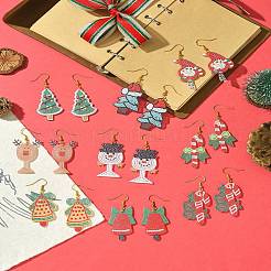 4 шт. рождественские латунные серьги-подвески для женщин EJEW-FS00055
