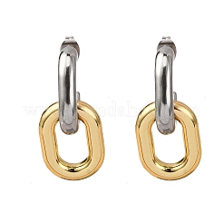 Pendientes colgantes ovalados de dos tonos de acero inoxidable 304&nbsp;X-EJEW-L304-04GP