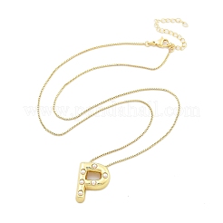 Женские ожерелья с подвеской в виде буквы из латуни и пластика в виде жемчуга NJEW-U017-01G-16