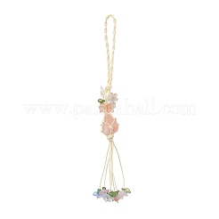 Colgante con bolsa de red de piedras preciosas naturales en forma de pepitas&nbsp;HJEW-JM04260-03
