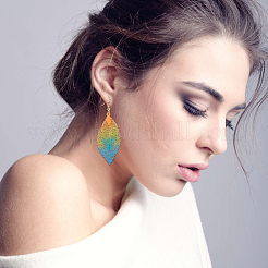 2 комплект из 2-х цветного филигранного колье с подвеской в виде листа и сережек-подвесок&nbsp;SJEW-FI0001-03