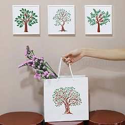 ペット中空アウト図面絵画ステンシルセット子供のための十代の少年少女  DIYスクラップブッキング用  学校のプロジェクト  ツリー  200x200mm  12枚/セット&nbsp;DIY-WH0172-752