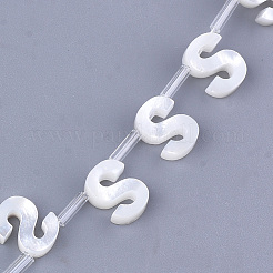 天然石シーシェルビーズ  パールシェルのホワイトシェルマザー  トップドリルビーズ  文字.s  10x2.5~11.5x3mm  穴：0.8mm&nbsp;SHEL-T012-60S