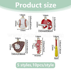 50 шт. 5 стиля подвески из сплава и эмали на бейсбольную тематику&nbsp;ENAM-DC0002-19
