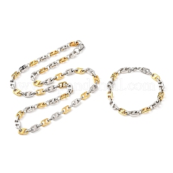 Наборы цепочек и браслетов из нержавеющей стали 304 с овальными звеньями для женщин.&nbsp;SJEW-F228-02GP