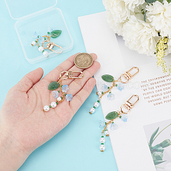 Подвеска из стекла и акрила в виде ландыша и лампворка HJEW-DR00039