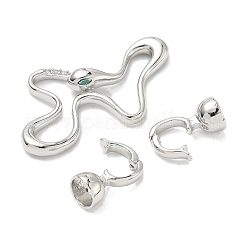 Застежки-защелки из латуни с микропаве из зеленого кубического циркония&nbsp;KK-U059-37P