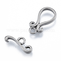 変色しない304ステンレススチールのトグル留め具  ティアドロップ  ステンレス鋼色  バー：7x17x2.5mm  穴：2.5mm  ハート：19.5x10x2mm  穴：2mm.&nbsp;STAS-N092-185