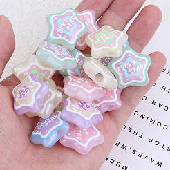 Прозрачные акриловые европейские бусины с принтом OACR-P033-05