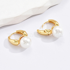 Серьги-кольца из искусственного жемчуга из латуни для женщин WU8886