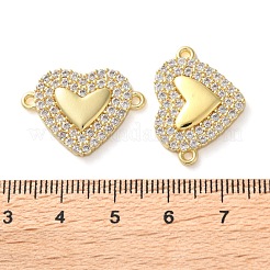 Подвески-шармы в виде сердца из кубического циркония с покрытием из латуни&nbsp;KK-C084-08D-G