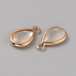 Breloques en forme de larme de coquille blanche naturelle avec émail&nbsp;FIND-WH0159-52A-KCG