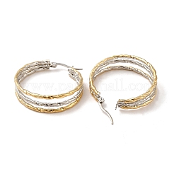 Двухцветные серьги-кольца из нержавеющей стали 304 с тройным кругом для женщин EJEW-I273-01GP