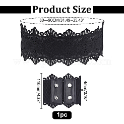 1 Stück elastischer Taillengürtel aus Polyester-Blumenspitze und PU-Leder mit Kunststoffverschlüssen für Damen&nbsp;AJEW-HY0003-45