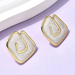 Серьги-гвоздики с эмалью из нержавеющей стали в форме ромба 201&nbsp;EJEW-Z151-12G-01