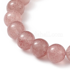 Braccialetto elasticizzato con quarzo fragola naturale e pietra di luna bianca e perline con ciondoli nappa per le donne&nbsp;BJEW-JB09009-01