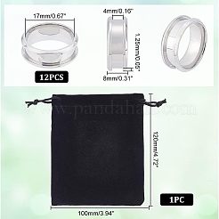 12 pieza de configuración de anillo de dedo ranurado de acero inoxidable&nbsp;STAS-UN0038-94A