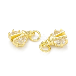 ラックメッキ真鍮マイクロパヴェクリアキュービックジルコニアチャーム  丸カン付き  カドミウムフリー＆鉛フリー  長持ちメッキ  テントウムシのチャーム  18KGP本金メッキ  11.5x9x4mm  穴：3.5mm&nbsp;KK-C011-15G