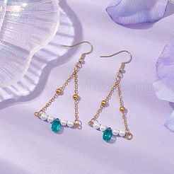 Chaîne en fer triangulaire et boucles d'oreilles pendantes en verre&nbsp;EJEW-JE05963-02