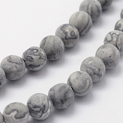 天然地図石/ピカソ石/ピカソジャスパービーズ連売り  艶消し  ラウンド  7.5~8mm  穴：1mm  約47個/連  15.3インチ（39cm）&nbsp;X-G-F518-16-8mm