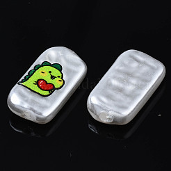3dプリントABSプラスチックイミテーションパールビーズ  恐竜の長方形  緑黄  17x9x4mm  穴：1mm&nbsp;KY-S163-434