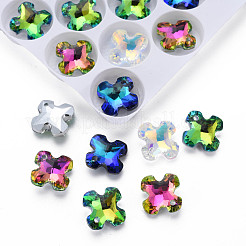 電気メッキガラスチャーム  シルバーメッキのボトム  多面カット  急降下  ミックスカラー  14x14x5mm  穴：1.2mm  30個/ボードについて  5ボード/ボックス&nbsp;EGLA-N006-013