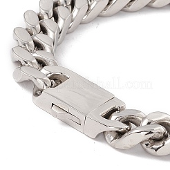 変色しない304ステンレススチールカーブチェーンブレスレット女性用  ステンレス鋼色  8-1/2インチ（21.5cm）&nbsp;BJEW-E107-03P-01