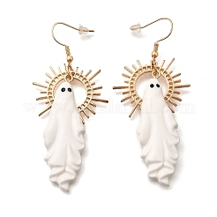 Серьги-подвески из сплава с изображением призрака на Хэллоуин X-EJEW-K316-02G