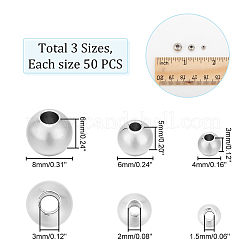 150個、3スタイル、202ステンレススチールロンデルスペーサービーズ  ステンレス鋼色  4~8x3~6mm  穴：1.5~3mm  50個/スタイル&nbsp;STAS-NB0001-51