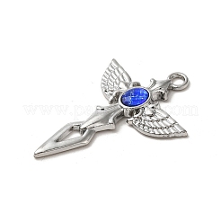 カプリブルーのラインストーン付き合金ビッグペンダント  クロスチャーム  プラチナ  51.5x36x4.5mm  穴：3.5mm&nbsp;FIND-G067-15B-P