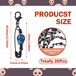 20 шт. подвеска в виде черепа на Хэллоуин из акрила и железа с английскими булавками&nbsp;HJEW-TA00387