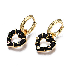 Серьги-кольца из латуни с микро-паве из фианита&nbsp;EJEW-T014-46G-NF