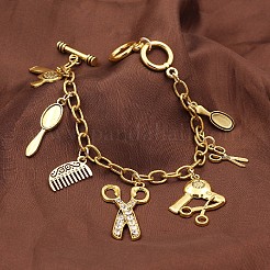 Braccialetti multi charm vintage in lega per strumenti da parrucchiere&nbsp;WGD715F-01