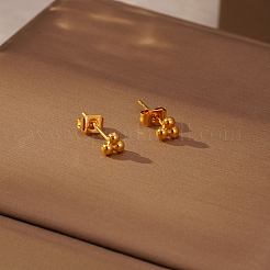 Простые серьги-гвоздики с тремя шариками из нержавеющей стали 304&nbsp;QM6993