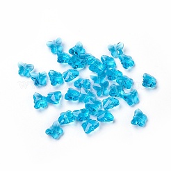 クリアガラスペンダント  多面カット  蝶のチャーム  ディープスカイブルー  8x10x5.5mm  穴：1mm&nbsp;X-GLAA-P037-02A-16