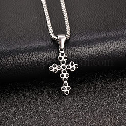 Colliers pendentifs gothiques en acier inoxydable 304 pavés de zirconiums cubiques noirs&nbsp;WGE3449-01