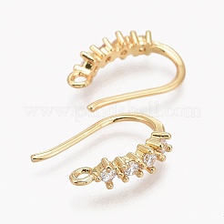 Крючок для серег из латуни с прозрачным кубическим цирконием&nbsp;LS-ZIRC-L098-045G
