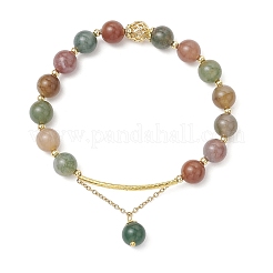 Браслеты из натурального индийского агата с круглыми бусинами BJEW-JB11925-01