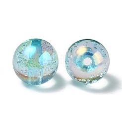 UVメッキ透明レインボー虹色アクリルビーズ  バブルビーズ  ラウンド  ライトブルー  15~15.5x15.5~16mm  穴：2.6~2.7mm&nbsp;LS-TACR-D010-07D