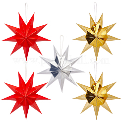 6 pendentif étoile en papier de 3 couleurs&nbsp;HJEW-GF0001-66A