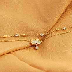 Двухслойные браслеты на ногу из нержавеющей стали Lotus 304 со стразами и натуральными ракушками FS-WG23A6C-01