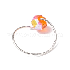 銅線ガラス指輪7個  ロンデル  銀  内径：19~19.5mm&nbsp;RJEW-JR00938-01