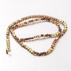 電気メッキ非磁性合成ヘマタイトビーズ連売り  スター  ミックスカラー  6x6x2~3mm  穴：1mm  約87~90個/連  14.7~15インチ&nbsp;G-F300-24B