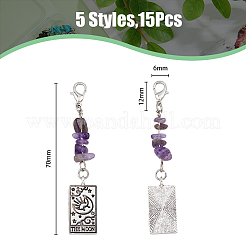 Прямоугольный кулон из сплава с узором Таро HJEW-AB00381