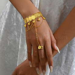 Элегантный латунный браслет с цветочным узором в ближневосточном стиле с цепочками из монет TF1222