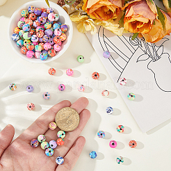 120 шт. бусины из полимерной глины с цветочным узором ручной работы&nbsp;CLAY-PA0001-24C