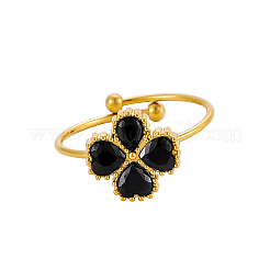 Anelli con polsino in acciaio inossidabile 304 con zirconi cubici per donna&nbsp;STAS-OY012-50G